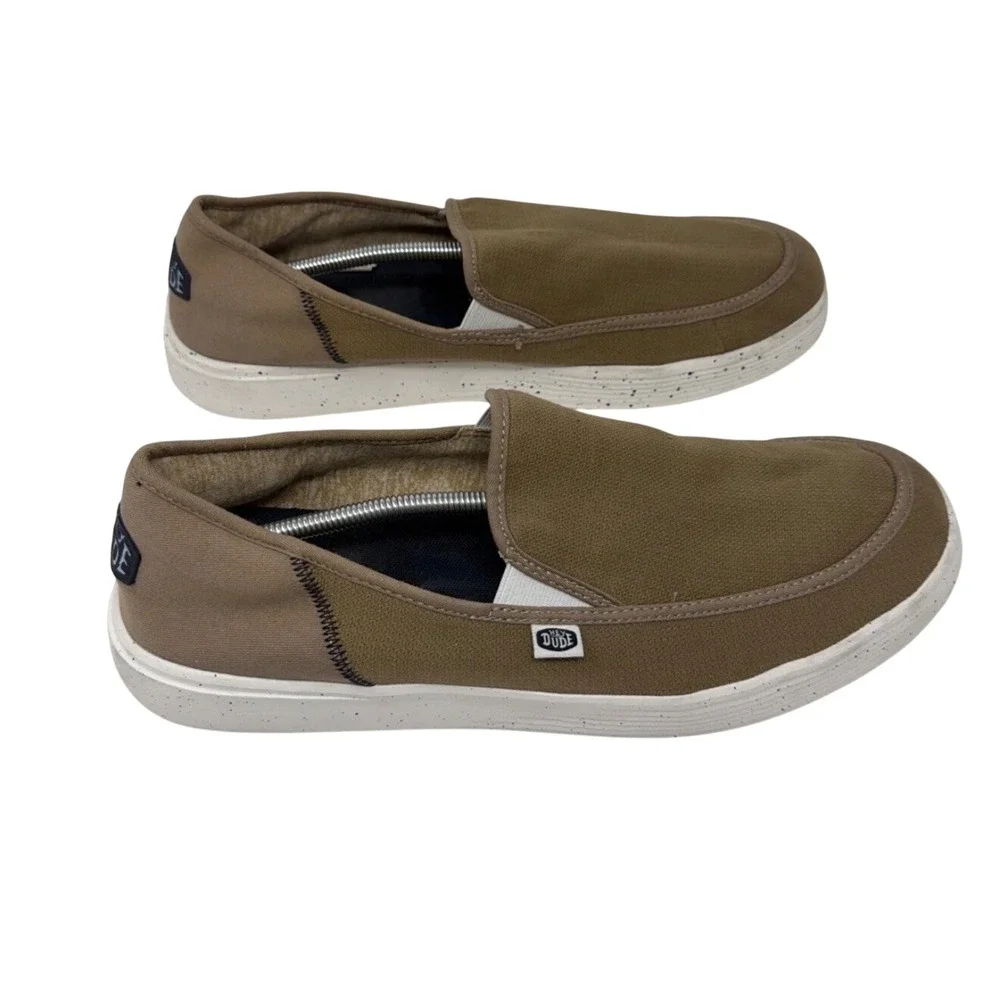 Hey Dude Wally Sox Brown Textile Slip On Loafers Speckled Sole Shoes Casual 10